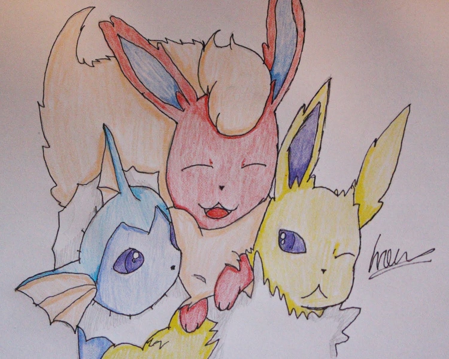 1500x1201 How I Draw Jolteon, Flareon And Vaporeon.
