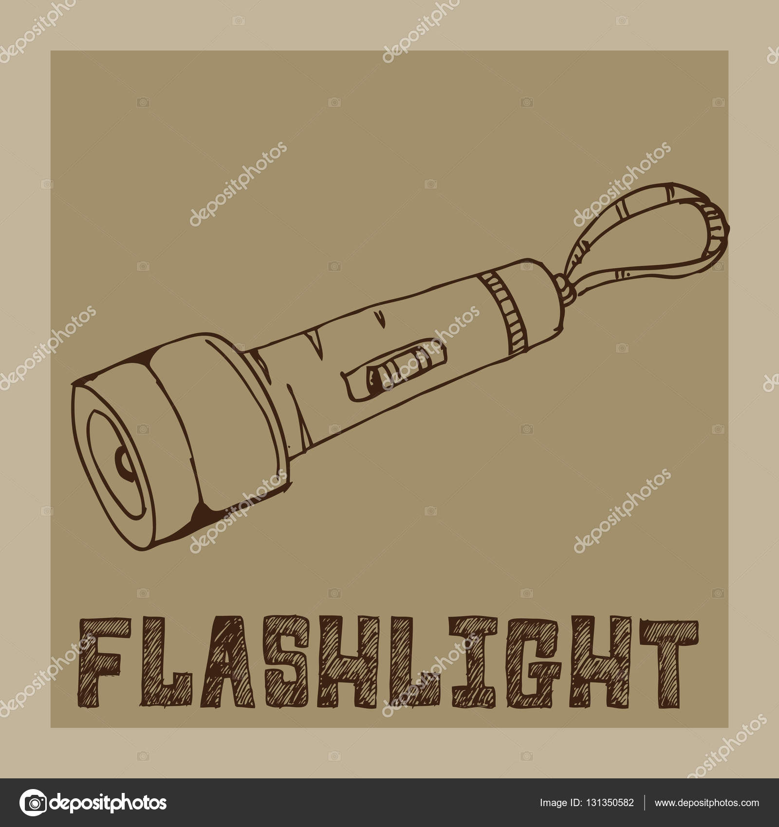 1600x1700 Travel Flashlight Drawing Graphic Design Objects Stock Vector