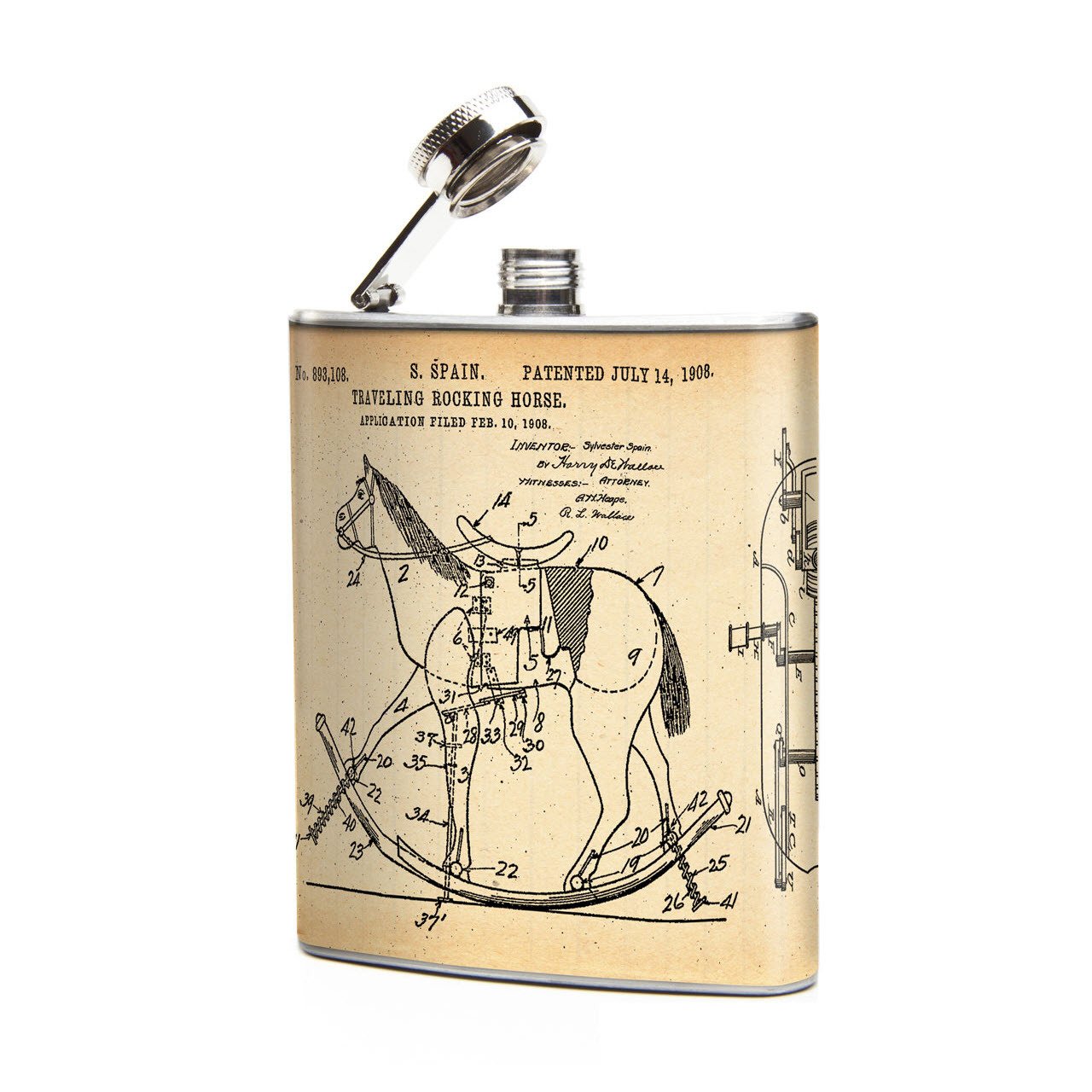 1280x1280 Oso And Bean Rocking Horse Antique Patent Drawing Designer Art Hip