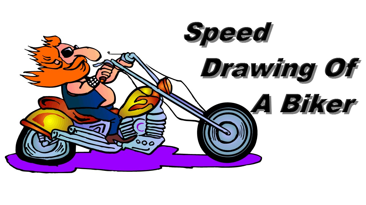 1280x720 Speed Drawing Of A Biker With A Flat Tire.