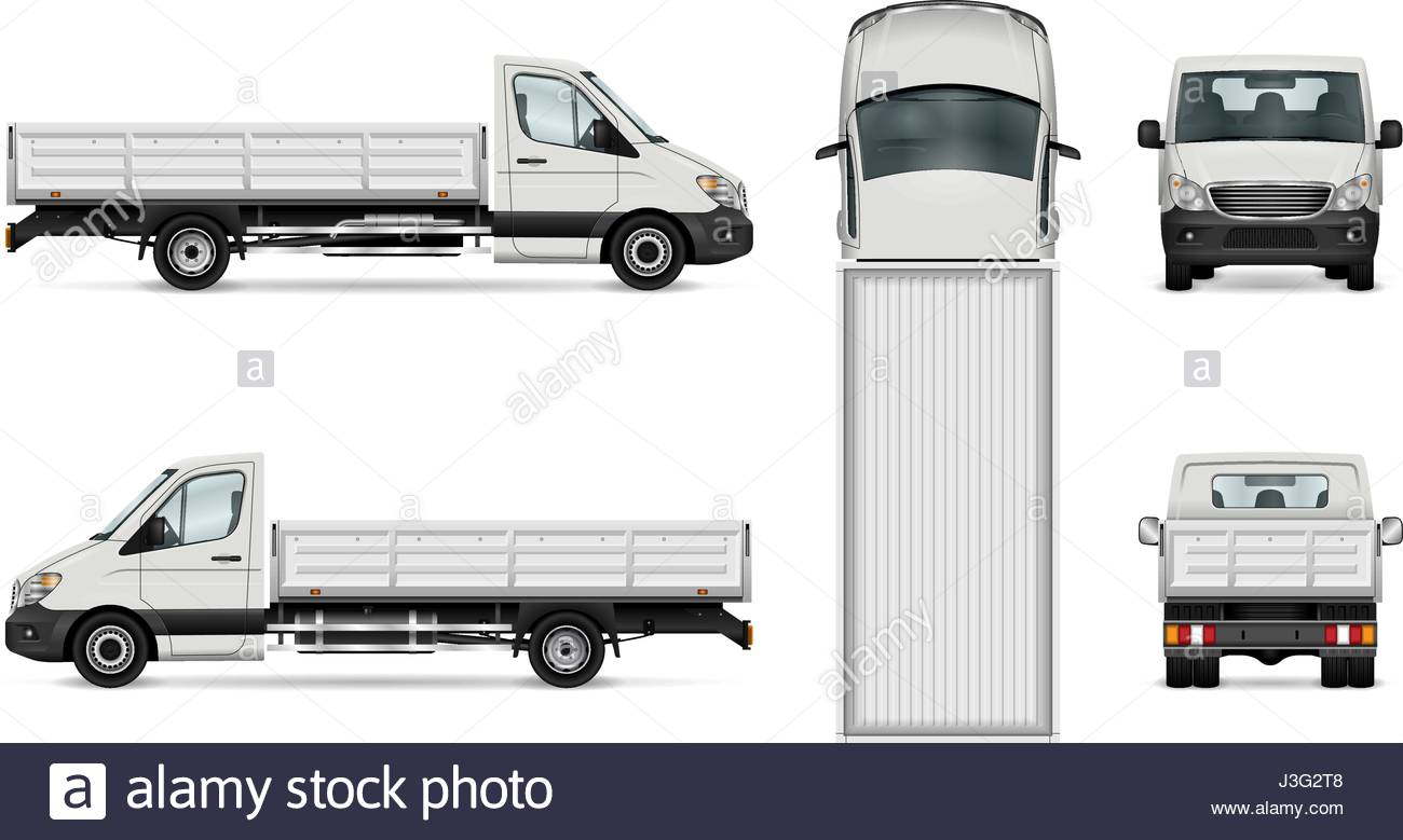 1300x779 Flatbed Truck Vector Illustration. Isolated White Lorry. All
