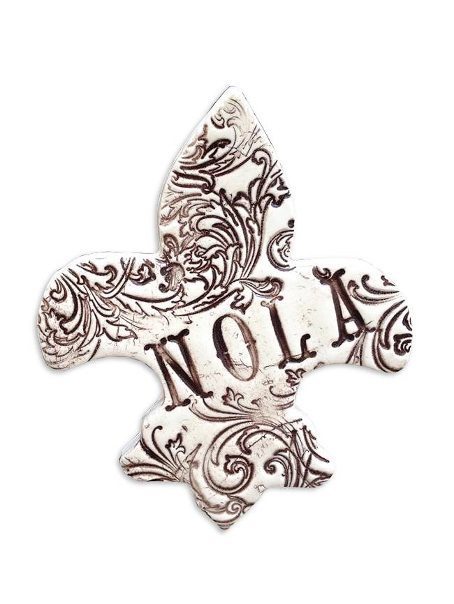 650x866 Small Pressed Ceramic Hanging, Fleur De Lis