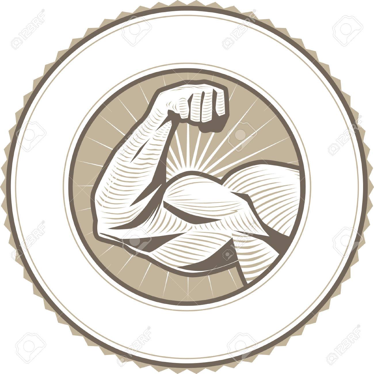 1300x1298 Muscle Flex Label Royalty Free Cliparts, Vectors, And Stock