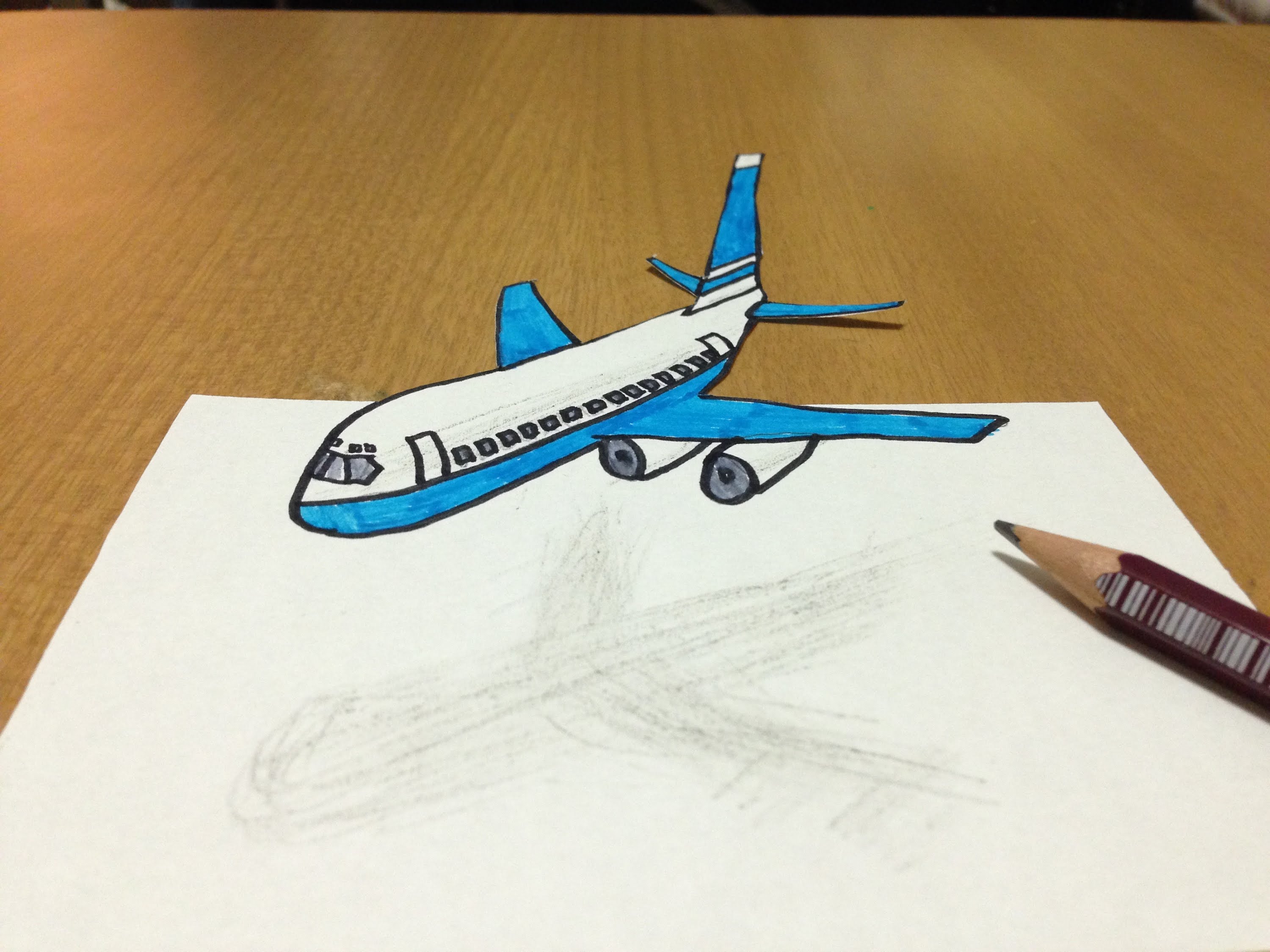 3000x2250 How To Draw 3d Aeroplane Flying