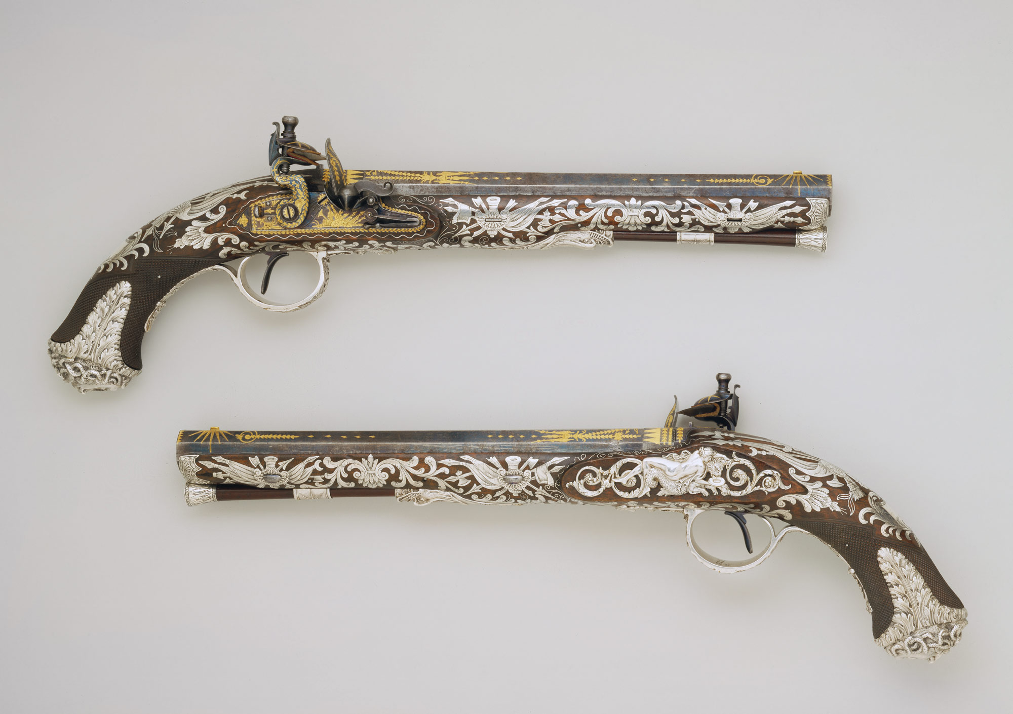 2000x1410 Pair Of Flintlock Pistols Samuel Brunn, Attributed To Michael
