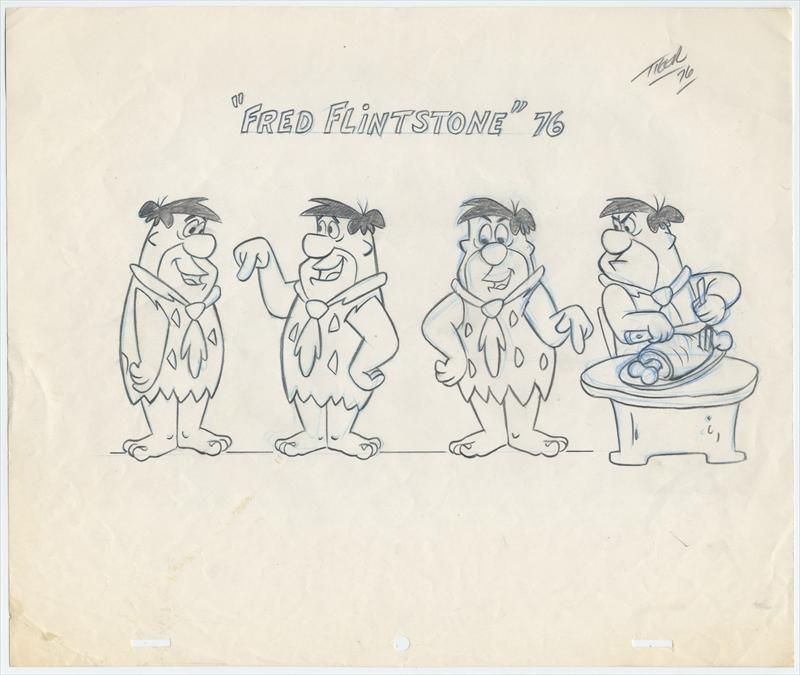 800x675 Original Model Drawing In 4 Poses Of Fred Flintstone