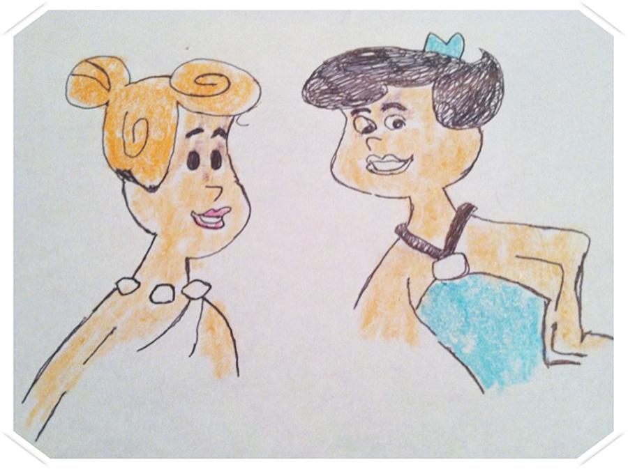 900x673 Wilma Flintstone Betty Rubble The Flintstones Drawing By Michael