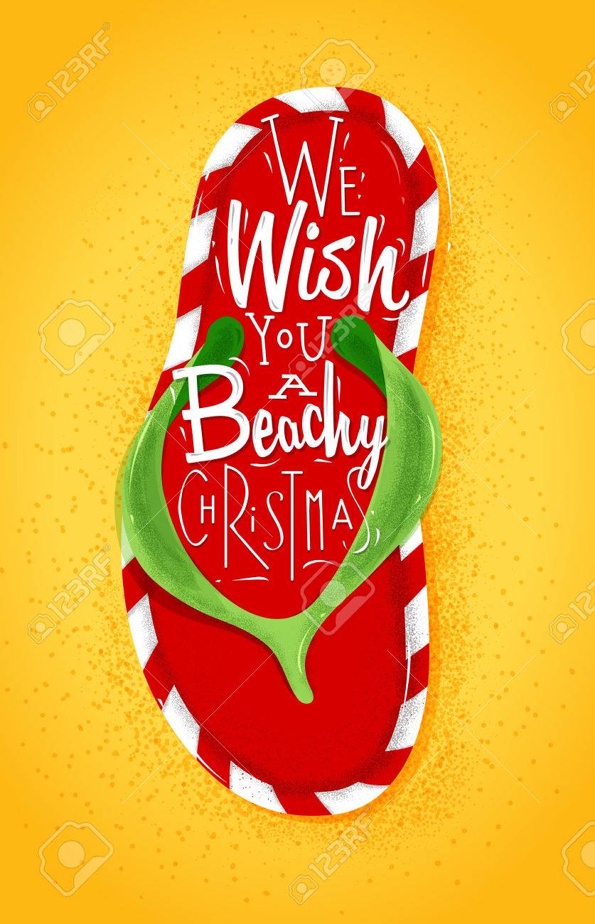 837x1300 Poster Christmas Flip Flop Lettering We Wish You A Beachy