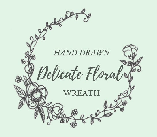545x475 Hand Drawn Delicate Floral Wreath Line Drawing Flowers