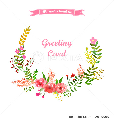 450x468 Vector Floral Wreath Drawing Watercolor.