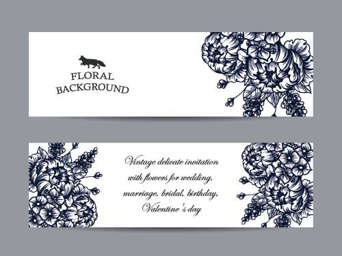 500x375 Flower Banners Hand Drawing Vector Design 04