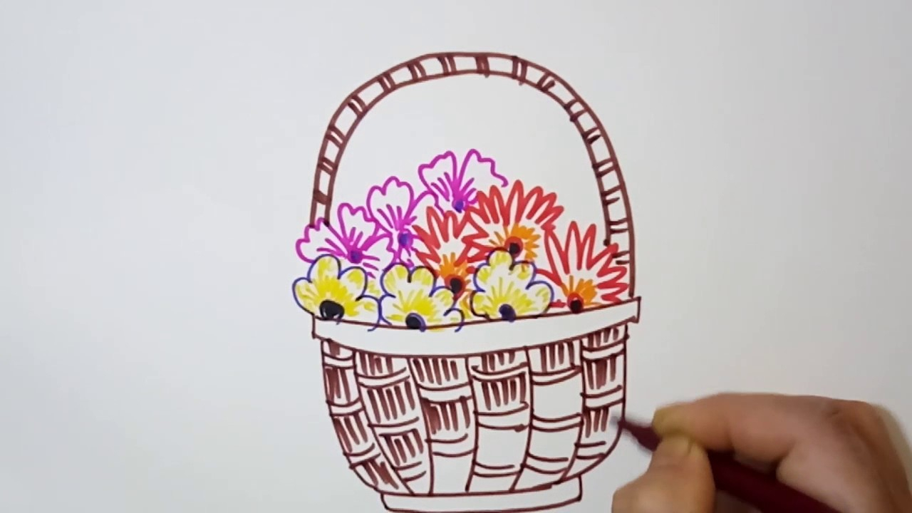 1280x720 Drawings Of Flower Basket