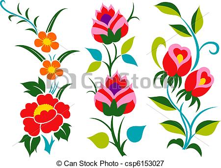 450x342 Flower Border Graphic Set Stock Illustrations