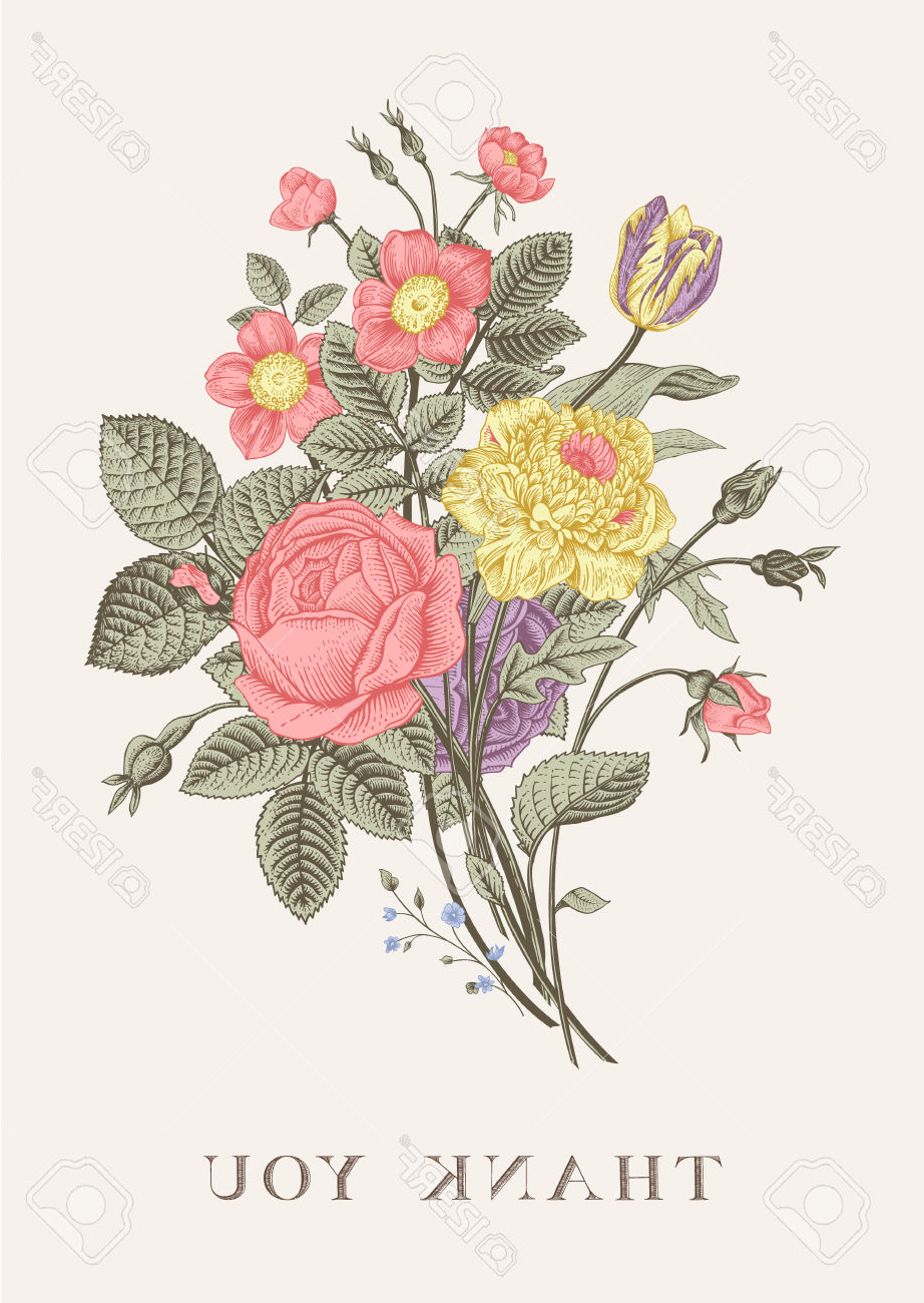 922x1300 Bouquet Flowers With Shading Colours Drawing Bouquet