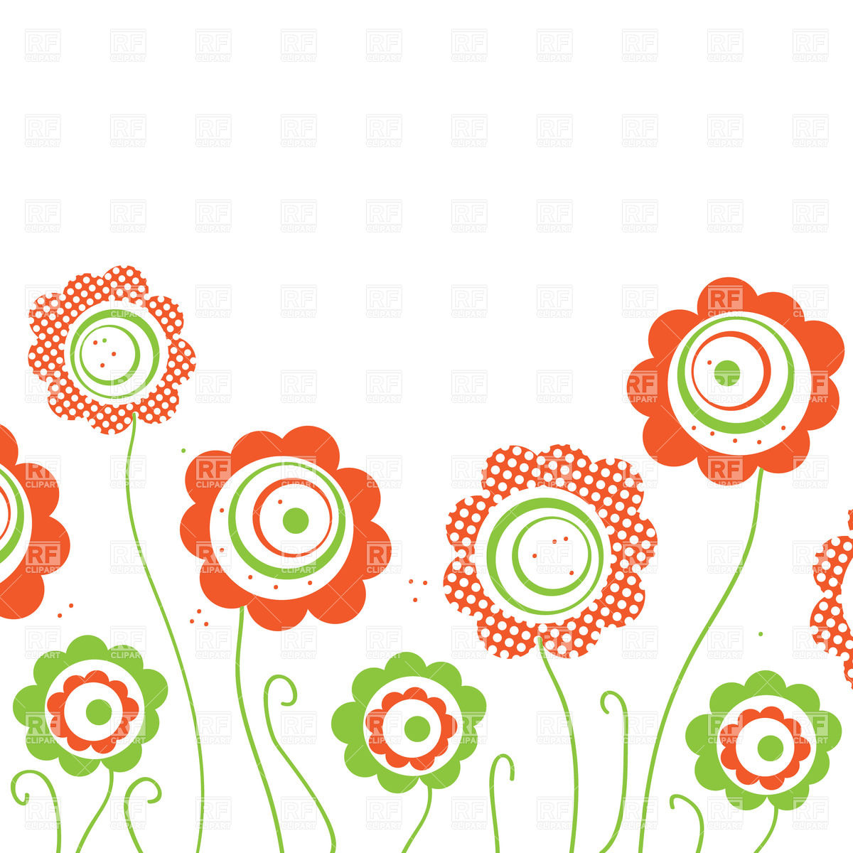 1200x1200 Stylized Round Hand Drawn Flowers Royalty Free Vector Clip Art
