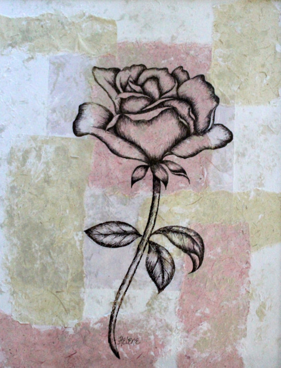 570x747 18 X 21 Original Painting Pen And Ink Flower