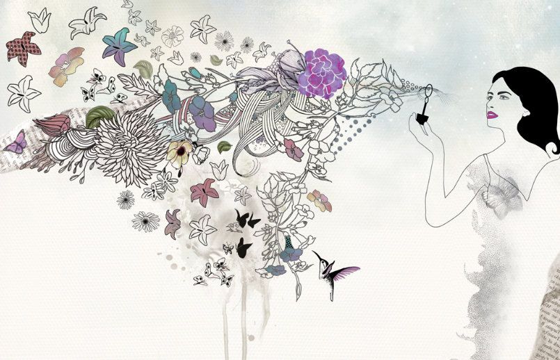 805x518 Large Art, Large Canvas Art, Ink Drawing, Flowers Painting