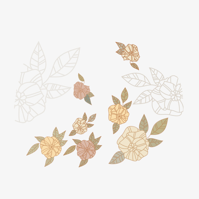 650x651 Hand Painted Flower Line Drawing Decorative Illustrations, Flowers