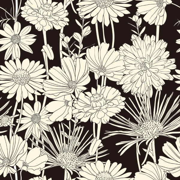 600x600 Amazing Flower Drawing Background Vector 03