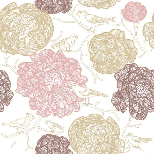 595x595 Free Vector Vector Line Drawing Fashion Flowers Background Ideas