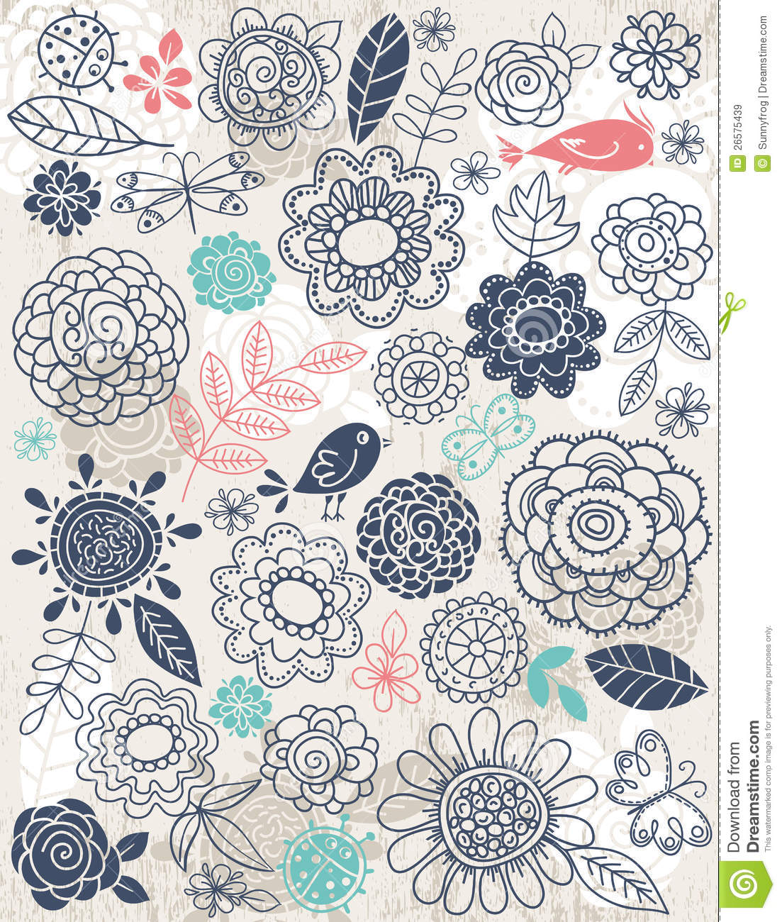 1103x1300 Hand Draw Flowers