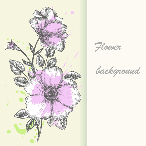 500x500 Retro Hand Drawn Flowers Background Design 01