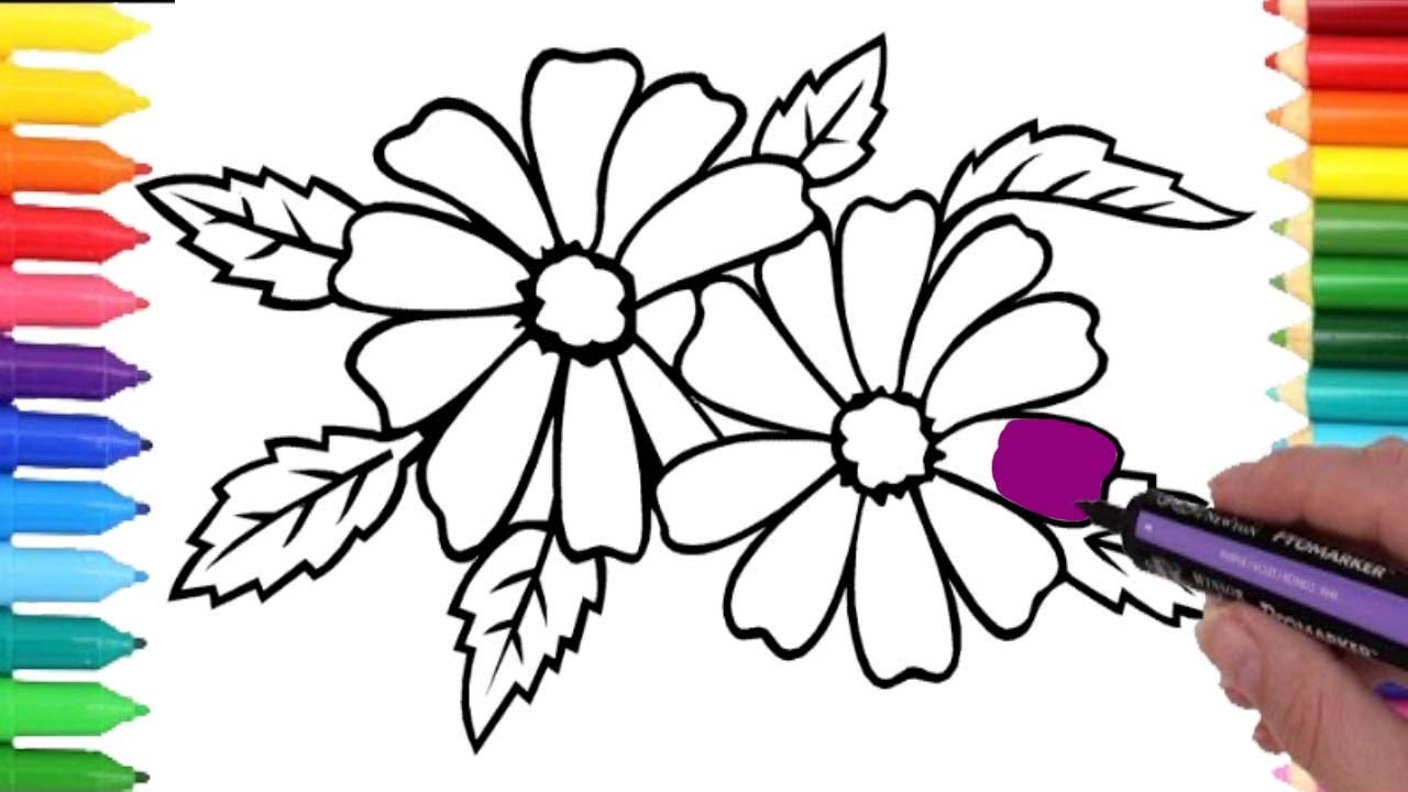 1280x720 How To Draw Flower For Kids Kids Songs Learn Drawing Coloring