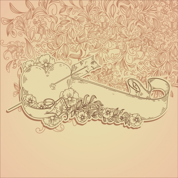 598x600 Vector Line Drawing Style Flower Pattern Bird Free Vector