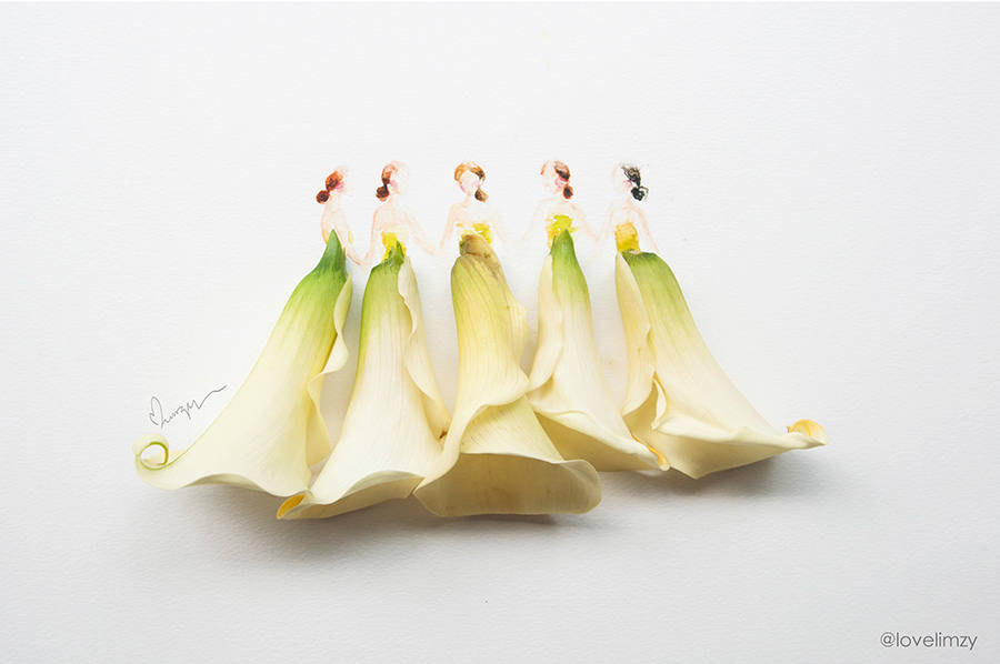 900x598 Beautiful Dresses Sketches Completed With Flowers Fubiz Media