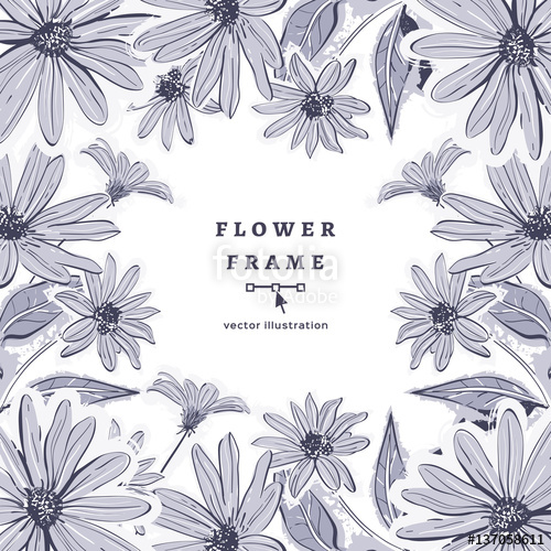 500x500 Vector Flower Frame Drawing Floral Background, Hand Drawn