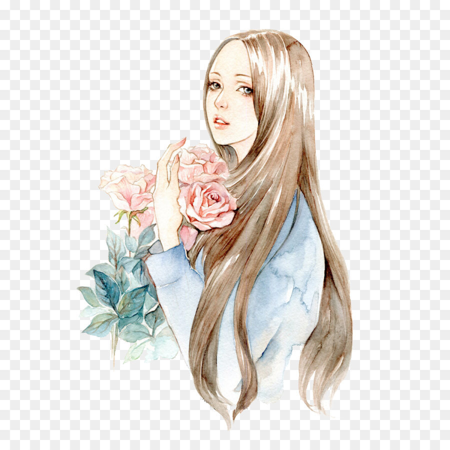 900x900 Drawing Flower Girl Illustration