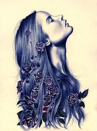 372x500 Art, Draw, Flower, Girl
