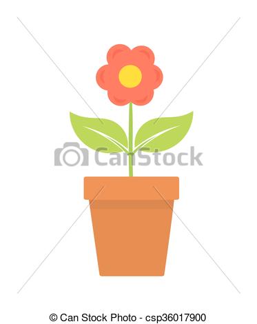 373x470 Flower In Pot. Flower Growing In The Pot. Vector Vector Clipart