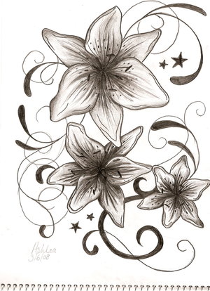 300x414 Beauty Flower Lily Flowers Tattoo Drawing Body