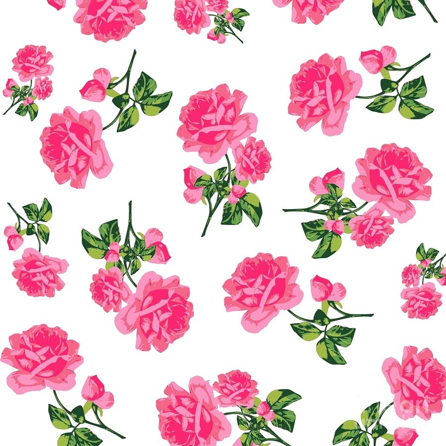 900x900 Vintage Pink Rose Flower Pattern Drawing By Li