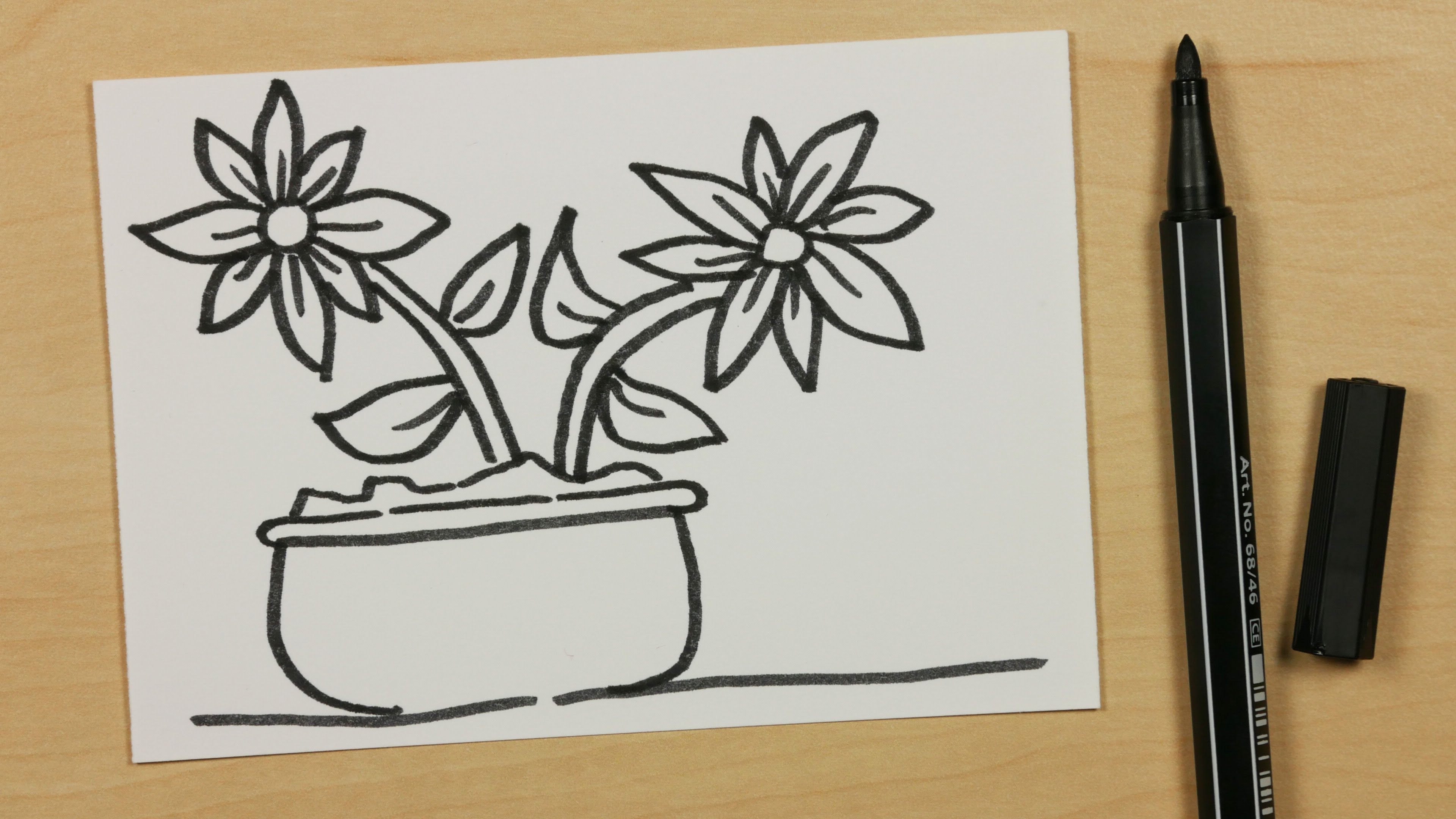 3840x2160 How To Draw A Plant Pot With Two Flowers