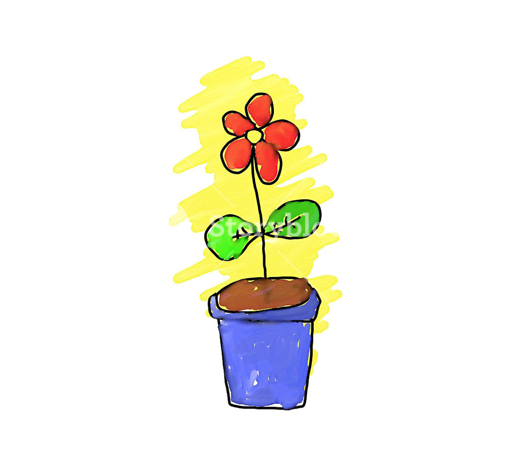 1000x894 Simple Handmade Drawing Of A Flower Pot Royalty Free Stock Image