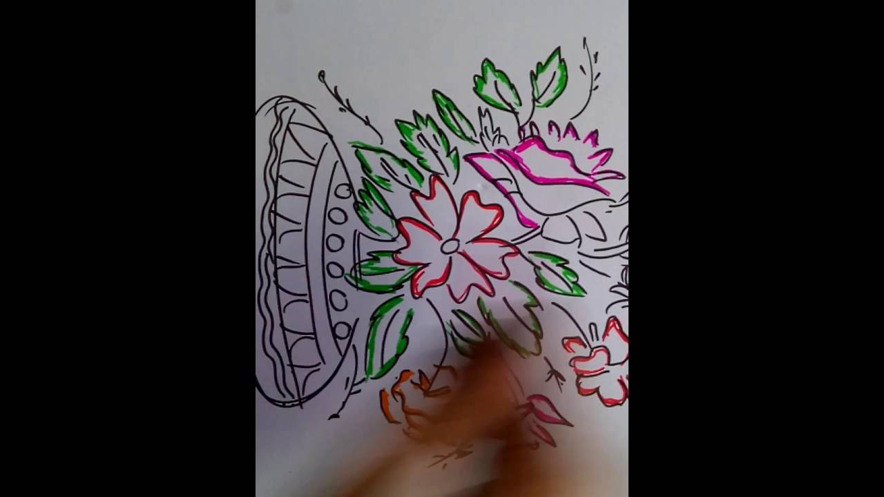 1280x720 Different Flower Pot Drawing Drawing In Simple Steps