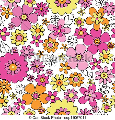 450x470 Flower Power Seamless Pattern. Flowers Seamless Pattern Vector