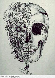 236x331 Rainbow Flowers Skull Tattoo Design
