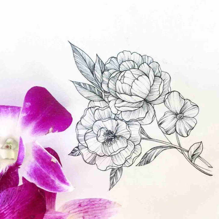 728x728 Flower Tattoo Sketch Best Tattoo Ideas Gallery