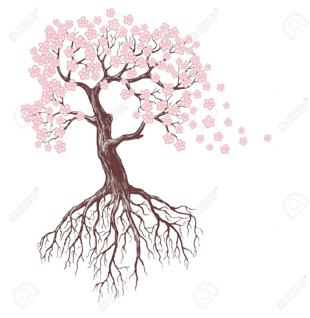 999x1024 Tree Drawing With Flowers Flower Tree Drawing How To Draw Flowers