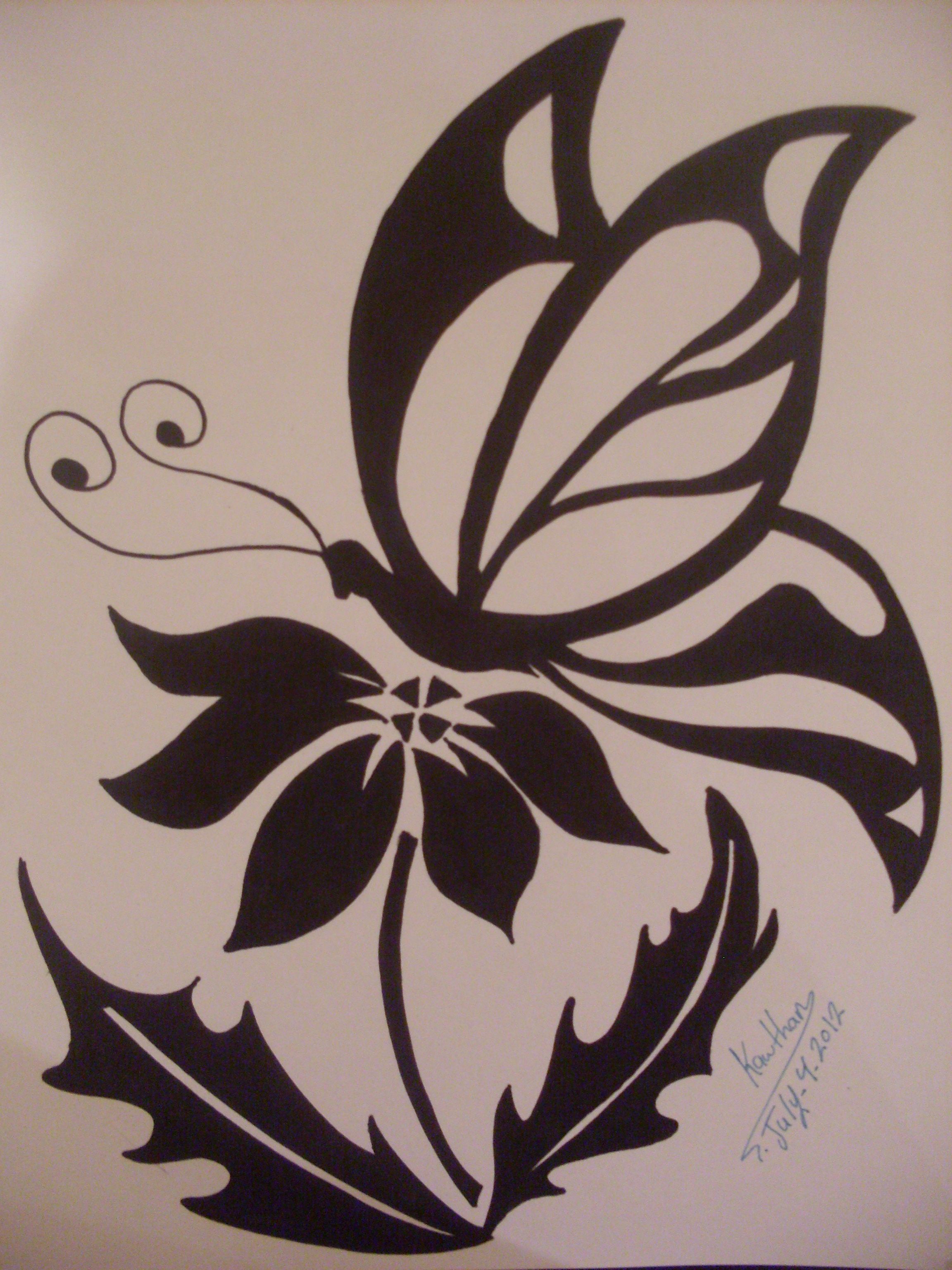 2304x3072 Tribal Drawings Of Roses Tribal Butterfly And Flower Drawing