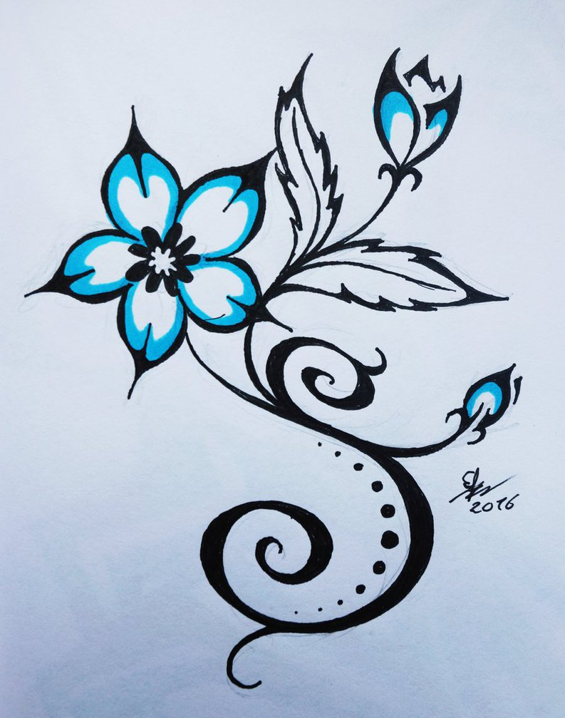793x1007 Tribal Flower Drawings