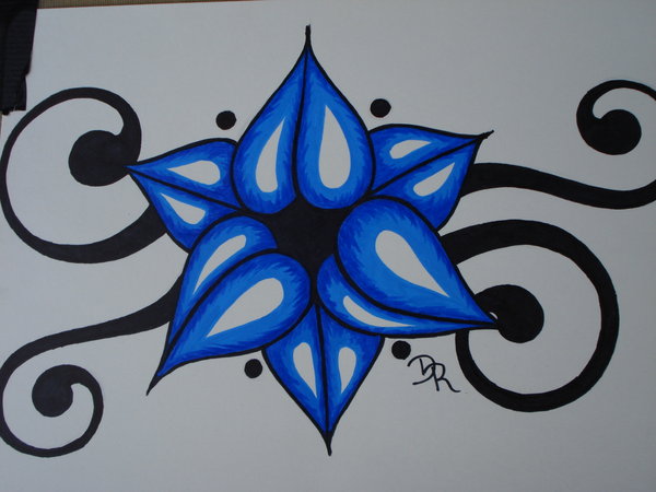 600x450 Blue Tribal Flower By Lady Dark Art