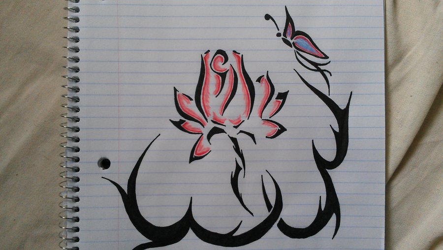 900x507 Tribal Flower Butterfly By Thetruedarkflame777