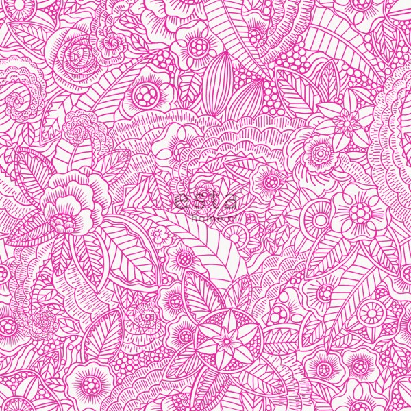600x600 Chalk Printed Eco Texture Non Woven Wallpaper Flower Pen Drawing