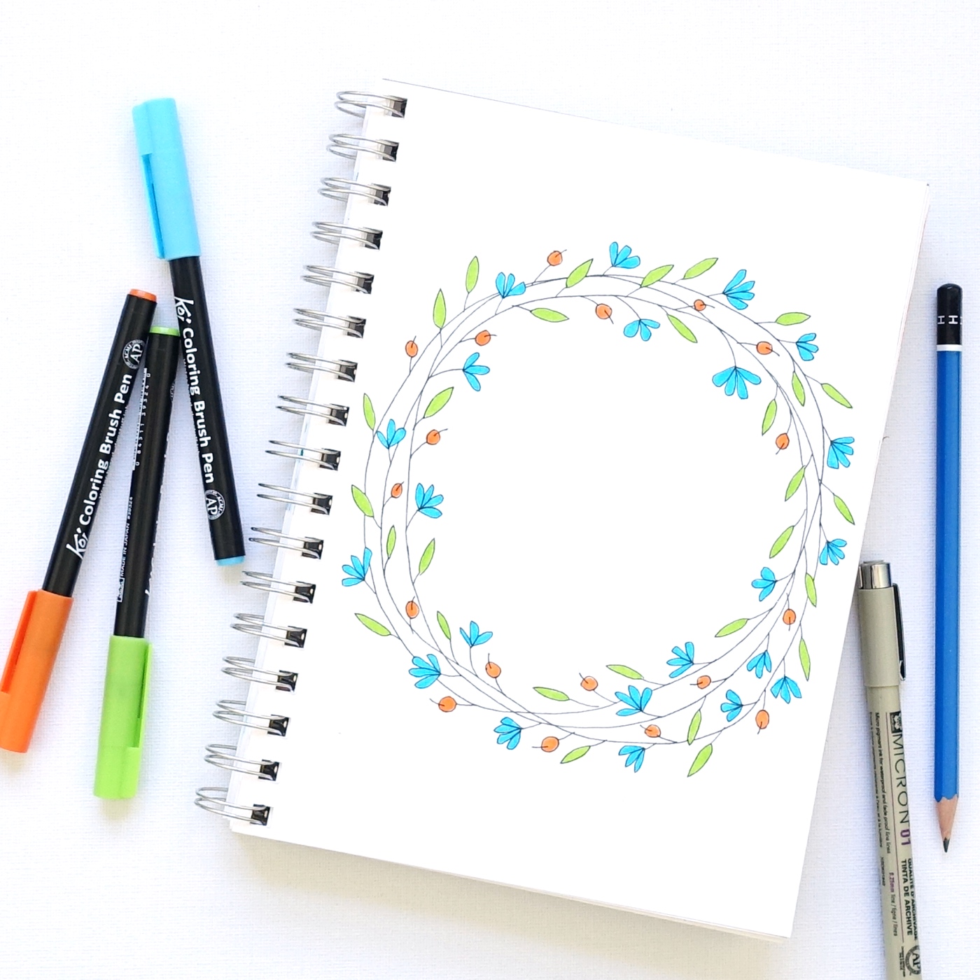 1400x1400 How To Draw A Floral Wreath