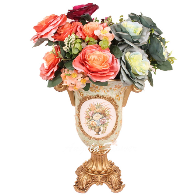 640x640 Euro Style Luxury Pearl Fabric Silk Rose Wedding Flower Bouquet