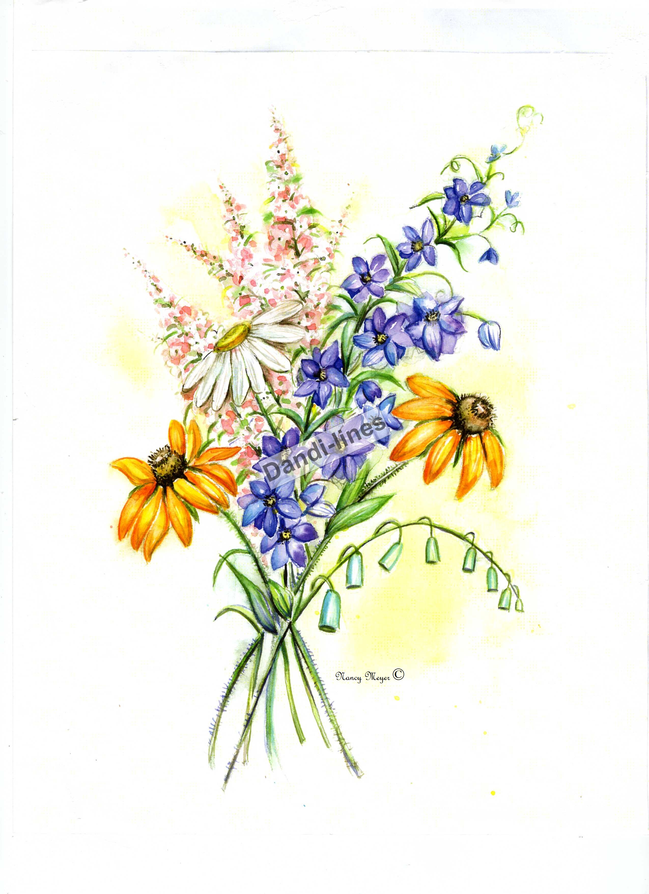 2550x3509 Wildflower Drawing